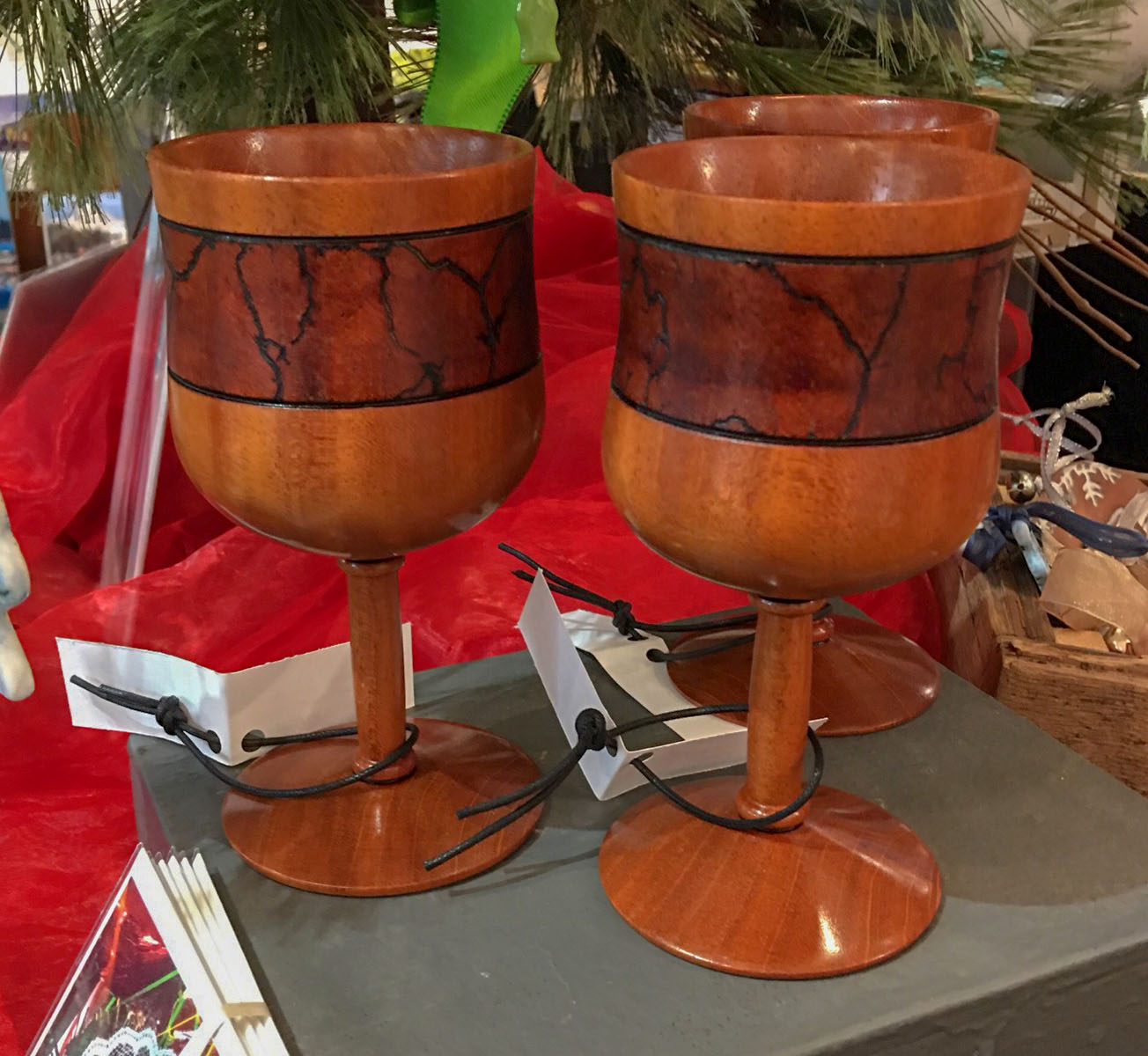 View of Goblets w/ Fractal Wood Burning